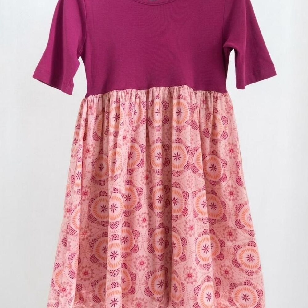 Tea Collection Girls Size 6 Magenta Dress Pink Folkloric Floral Print